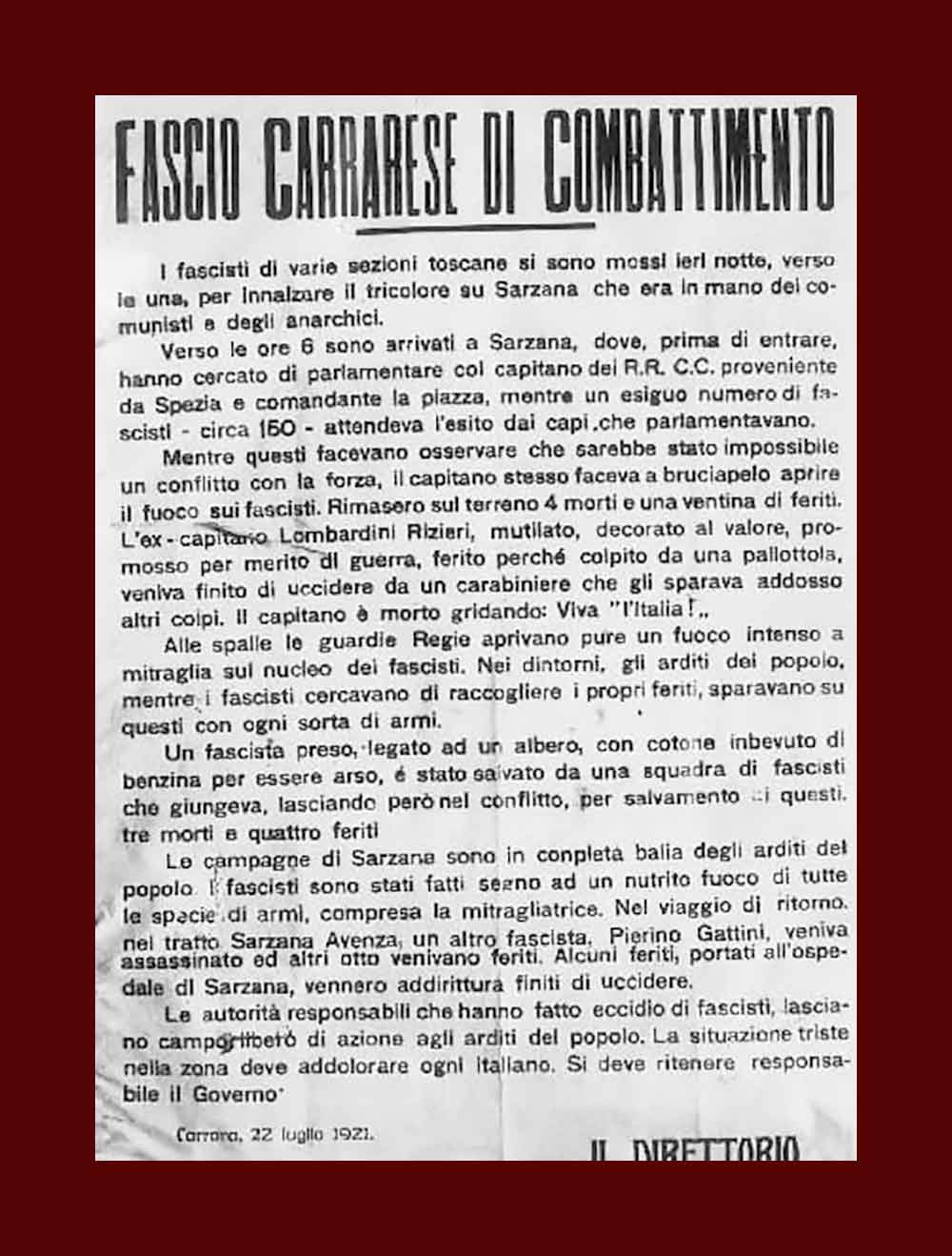Manifesto del Fascio di Carrara