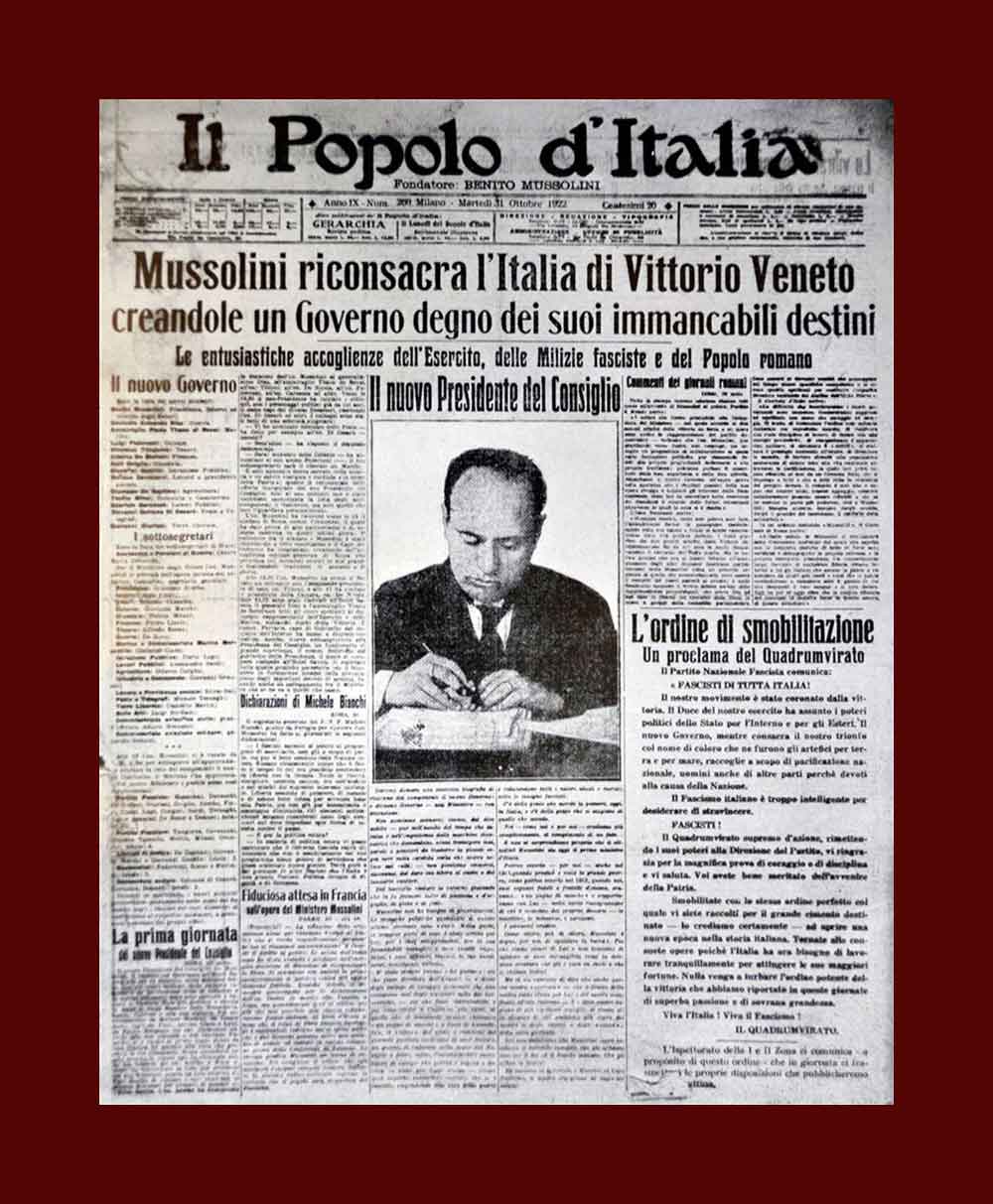 Il "Popolo d'Italia", 31 ottobre 1922